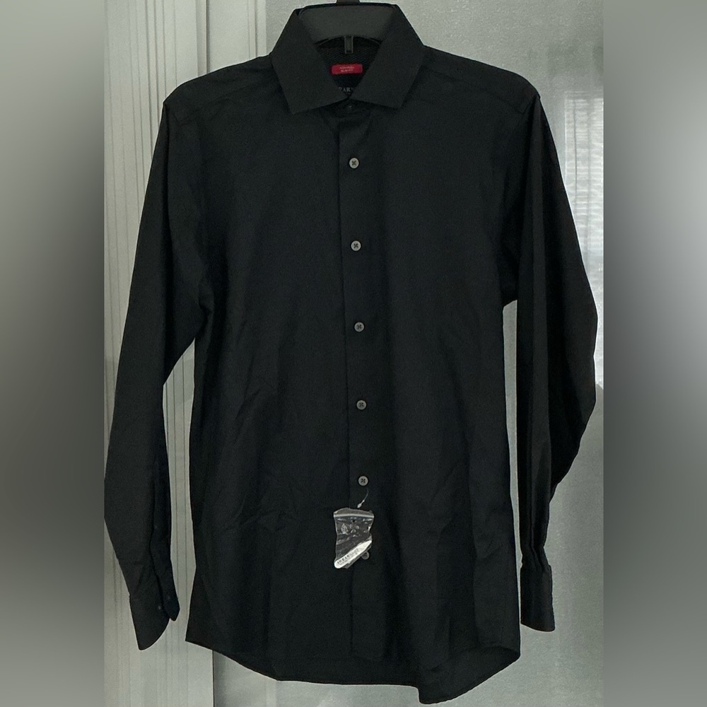 Kenneth Cole Awearness Non-Iron Slim Fit Black Medium Dress Shirt